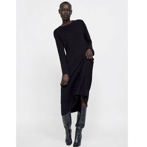 Zara long sleeve maxi knit sweater dress in black